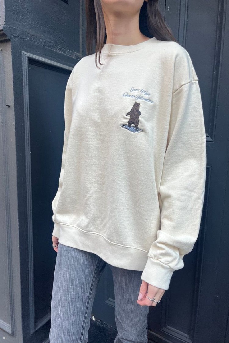 Sweatshirt Brandy Melville Erica Snow Lodge Greater Yellowstone Blanche | OJQ-40905967